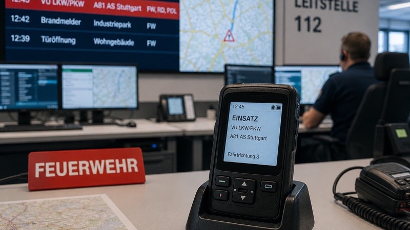 BOS-Anzeigeverfahren Leitstelle mit Feuerwehr-Funkkommunikation