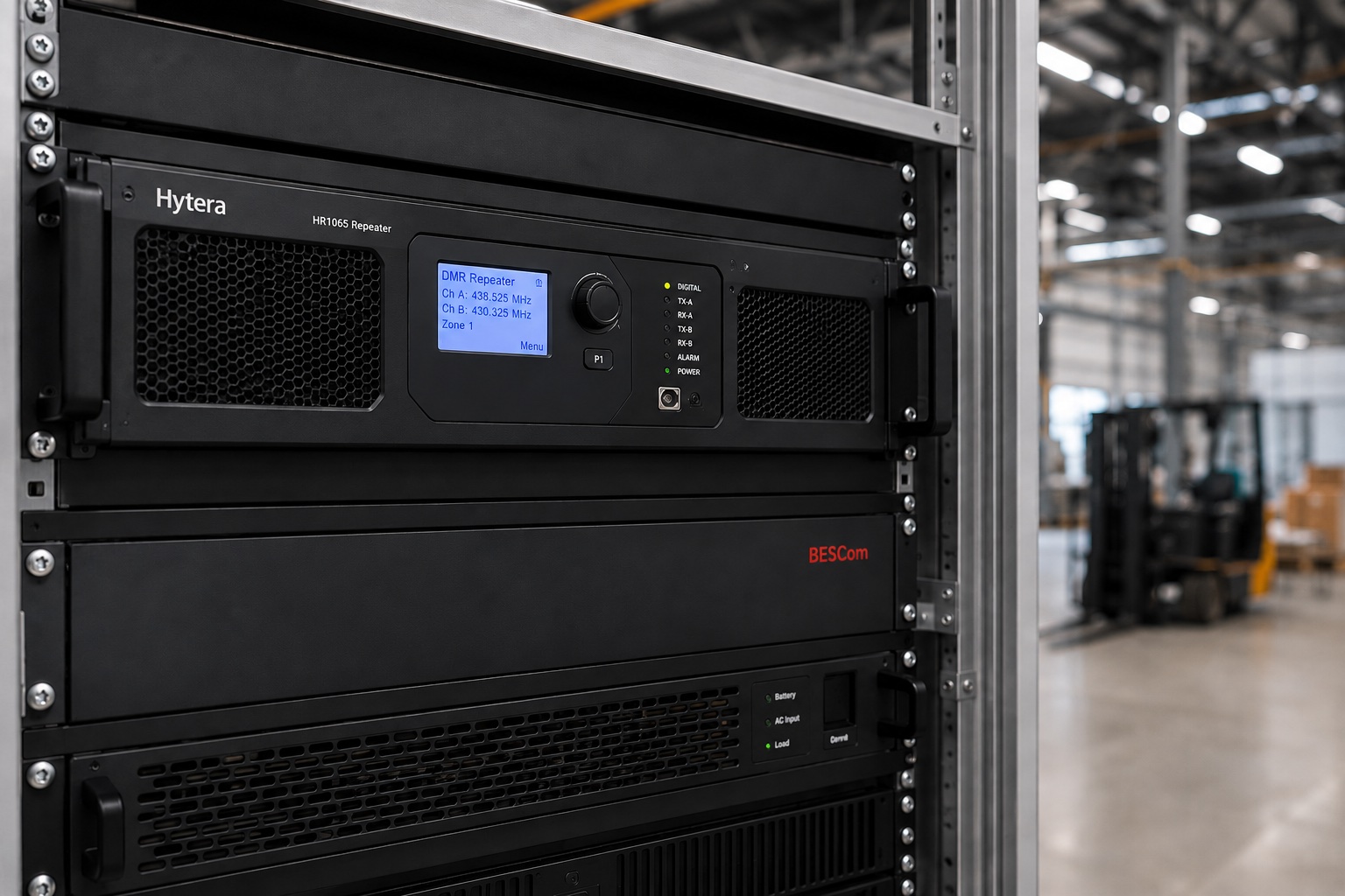 DMR-Repeater Ausfall im Industriebetrieb – ausgefallener Repeater im Technikraum